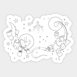 Space Dinosaurs Line Art Sticker